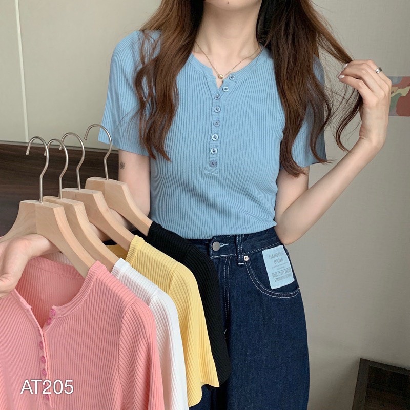 Áo Thun Kiểu Nữ VN CLO Trơn Thun Gân - AT205
