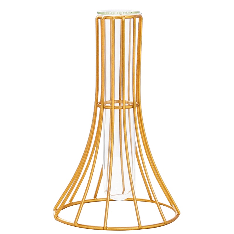 Chậu Trồng Cây Thủy Tinh Để Bàn Kèm Giá Đỡ Kim Loại Tiện Dụng