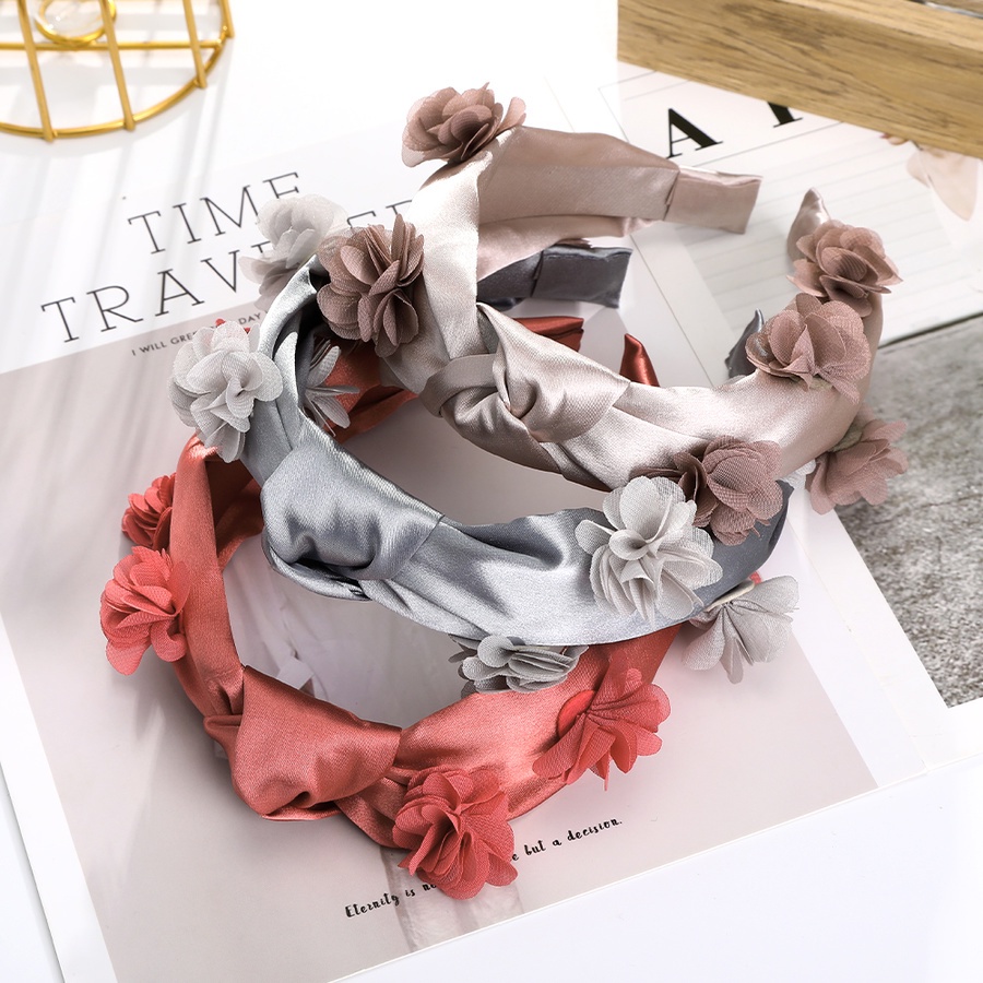 Băng Đô Cài Tóc Bằng Lụa Thắt Nút Họa Tiết Hoa Màu Sắc Thanh Lịch Phong Cách Hàn Quốc Cho Nữ