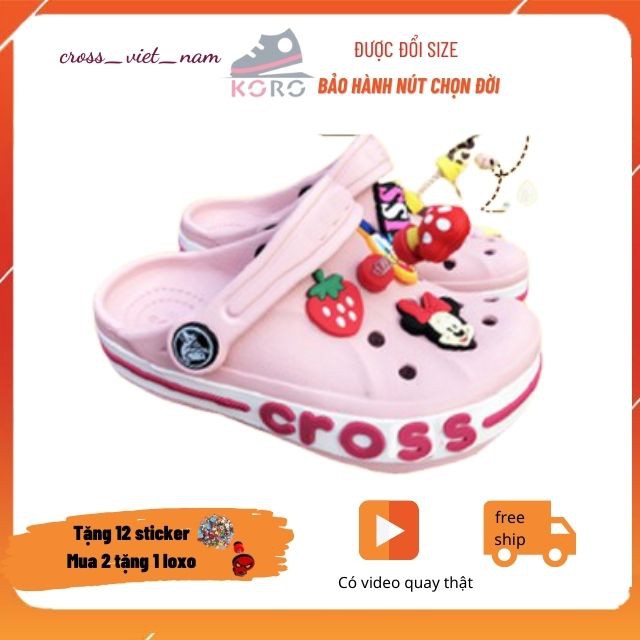 dép cross cho béFREESHIPdép cross bé gái sục baya kid SUCBAYKID hồng (sục cross đế bánh mỳ)