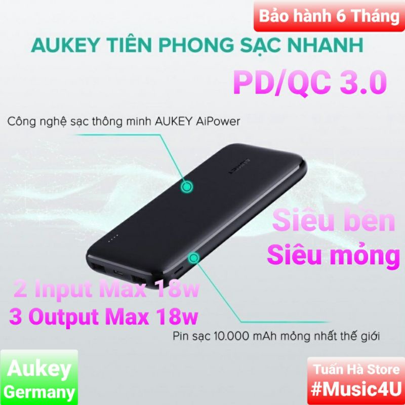 Sạc pin dự phòng Belkin Aukey PB N73S 10000 mAh cho Iphone 6 7 8 X 11 12 Pro Max Tuấn Hà Store