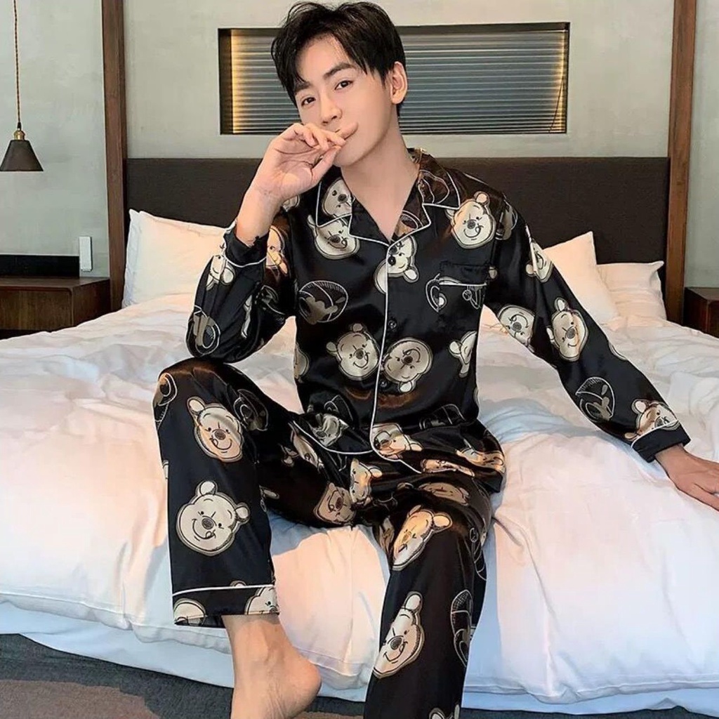 Bộ Đồ Ngủ Lụa Dáng Rộng Plus Size Dành Cho Nam