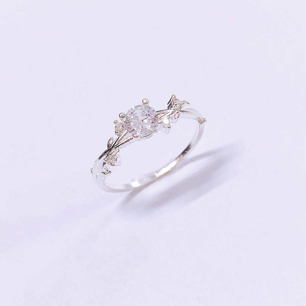 Nhẫn nữ bạc ta hoa nhỏ đính đá xinh xắn - Kho sỉ bạc Nhất Linh