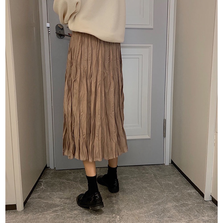 Chân váy SUXI dáng chữ A xếp ly đơn giản phong cách Hàn Quốc cho nữ