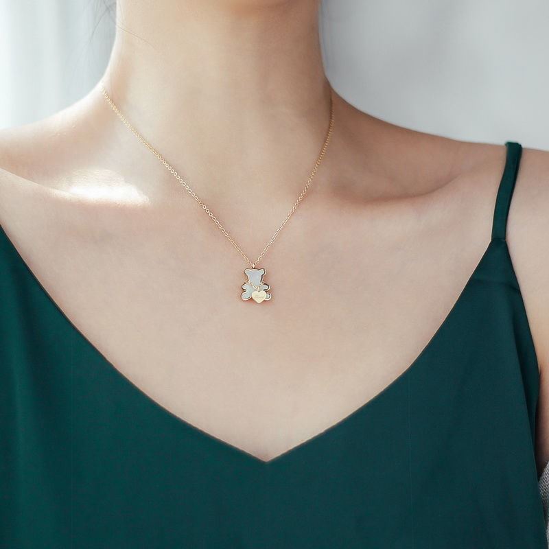 Dây chuyền vòng cổ nữ titan gấu tim X8-304A - CAM KẾT KHÔNG GỈ, KHÔNG BAY MÀU - BẢO HÀNH 12 THÁNG