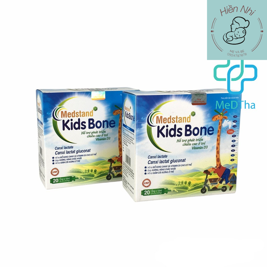 Siro Canxi+D3K2 MK7 KIDS BONE - Hỗ trợ phát triển chiều cao ở trẻ, bổ sung Canxi và Vitamin D3 (Hộp 20 ống) MEDSTAND