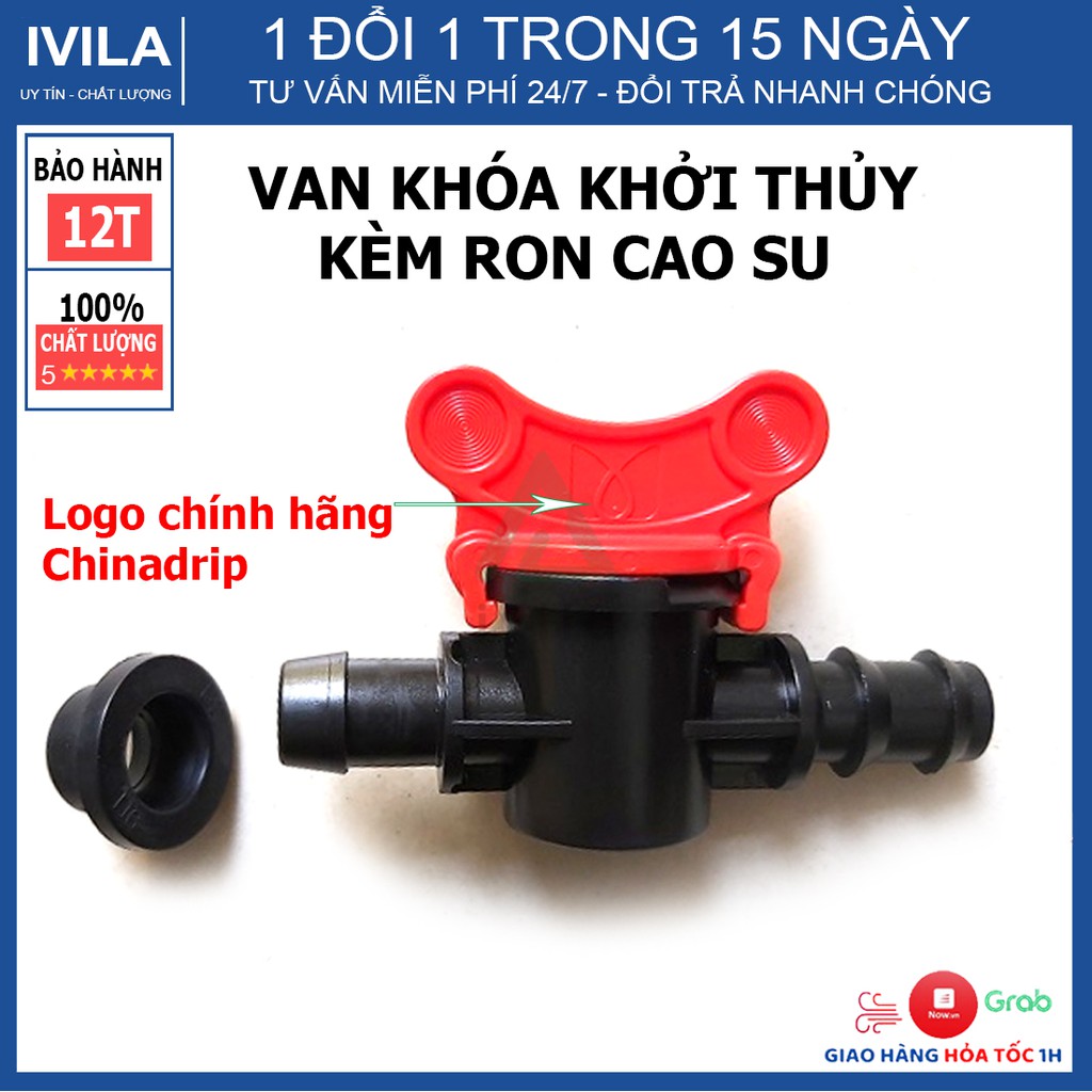 Van khóa khởi thủy LDPE 16 kèm gioăng cao su - Van khóa 1 đầu khởi thủy 16mm, 1 đầu ra ống LDPE 16mm