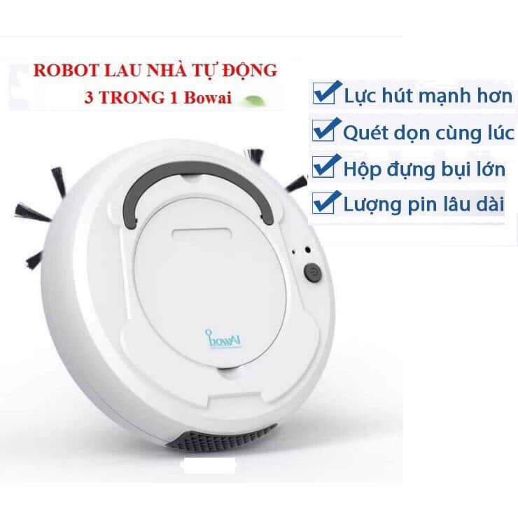 Robot hút bụi Bowai thông minh - Robot lau nhà tự động công nghệ AI 3 trong 1 -Máy hút bụi thông minh