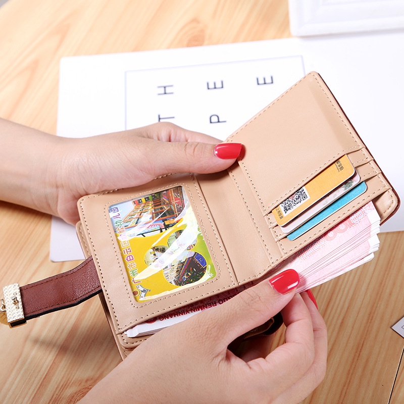 Ví Nữ Cầm Tay, Ví Nữ Mini Họa Tiết Hình Lá Da Pu [Nhiều Màu]
