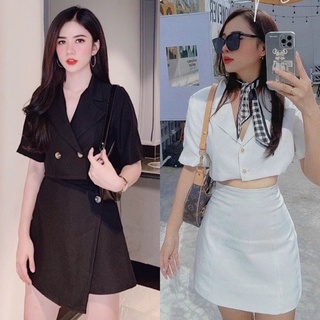 Set áo croptop vest kèm chân váy