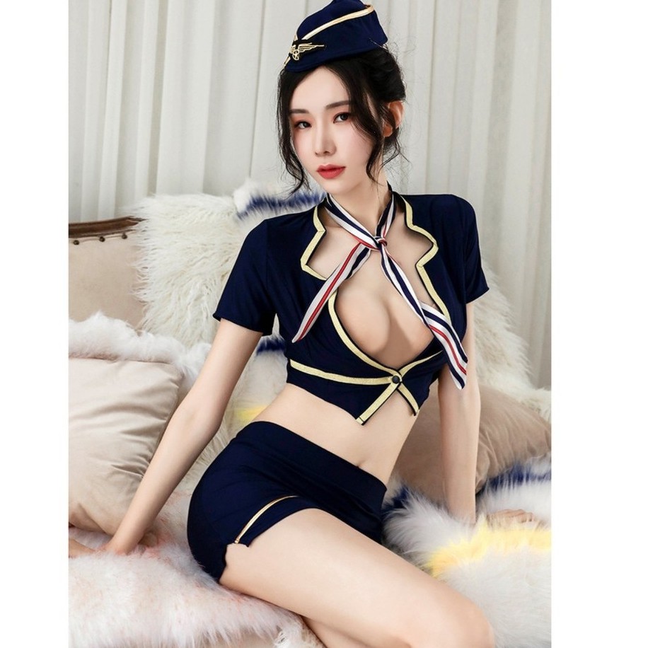 Bộ Cosplay Tiếp Viên Xanh Đen Sang Trọng 5202 Gợi Cảm Quyên Rũ | BigBuy360 - bigbuy360.vn