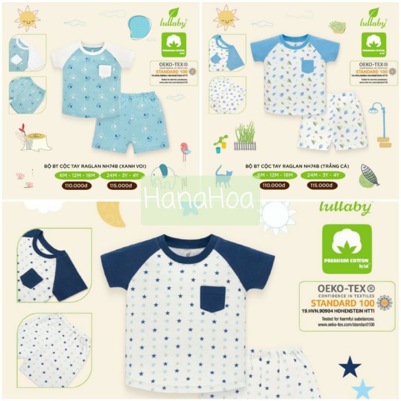 [Lullaby] Bộ bé trai cộc tay raglan NH74B (3 màu) 6M-3Y