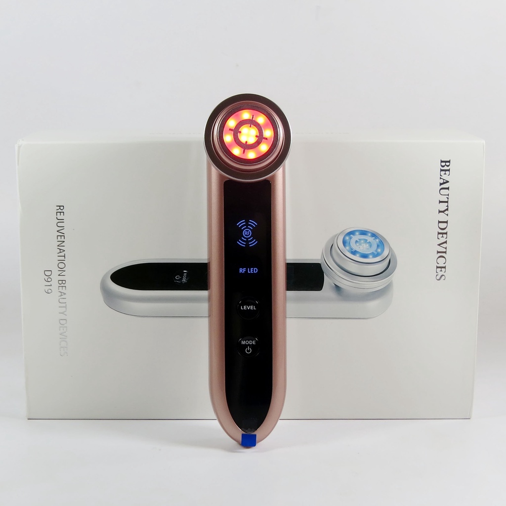 Máy Massage Mặt Đẩy Tinh Chất Nóng Lạnh D919 Nhật Bản, Công Nghệ Sóng RF Chăm Sóc Da Toàn Diện - Bản Nâng Cấp 2022