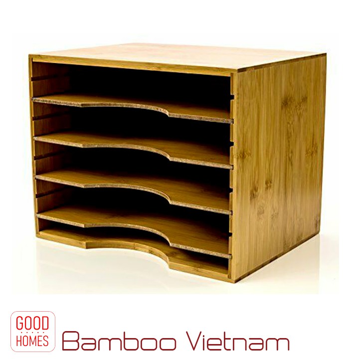 Kệ hộp đựng hồ sơ tài liệu bằng gỗ tre _ BFO