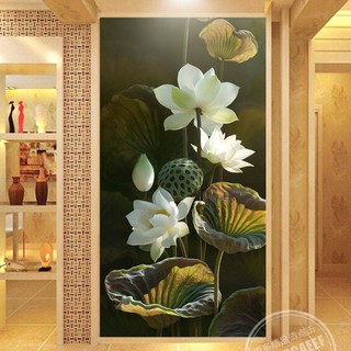 Tranh dán tường 3D hoa sen trắng BINBIN TDT02