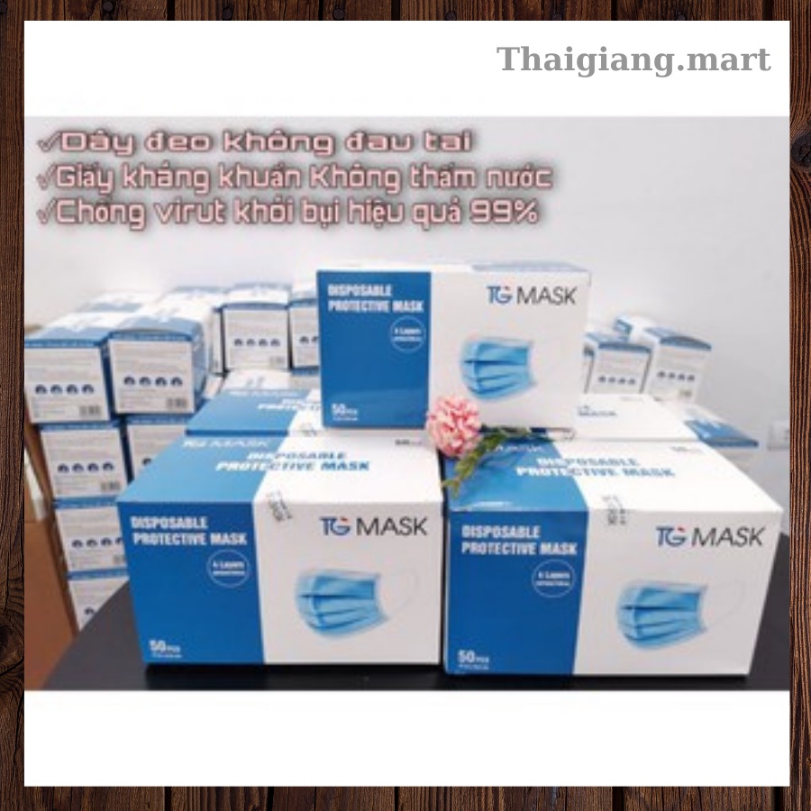 Khẩu trang y tế kháng khuẩn hộp 50 cái chính hãng TG Mask