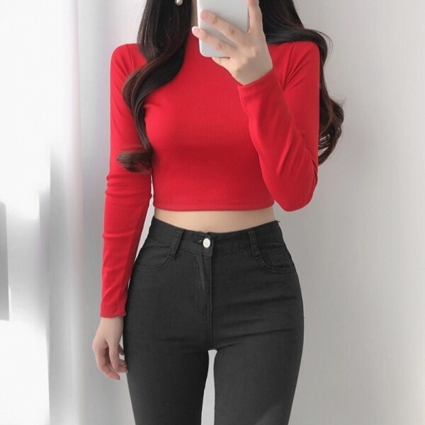 Áo Ôm Lửng Dài Tay Nhiều Màu Hani Crop T J-BLIN