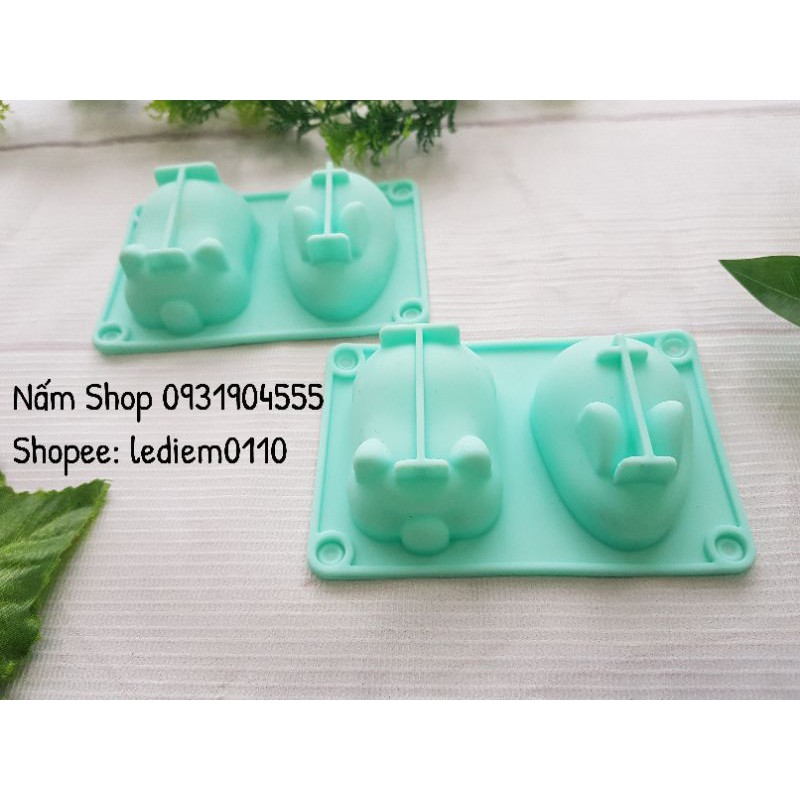 Khuôn silicon hình thỏ ngọc và heo 3D làm bánh, thạch, tàu hũ non, rau câu,...cho bé