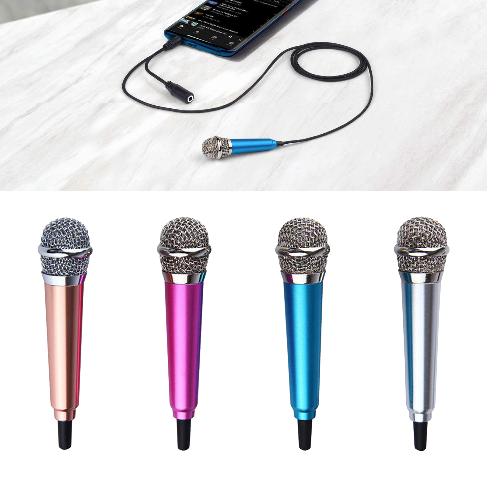 Micro Hát Karaoke Mini Cầm Tay Màu Vàng Hồng