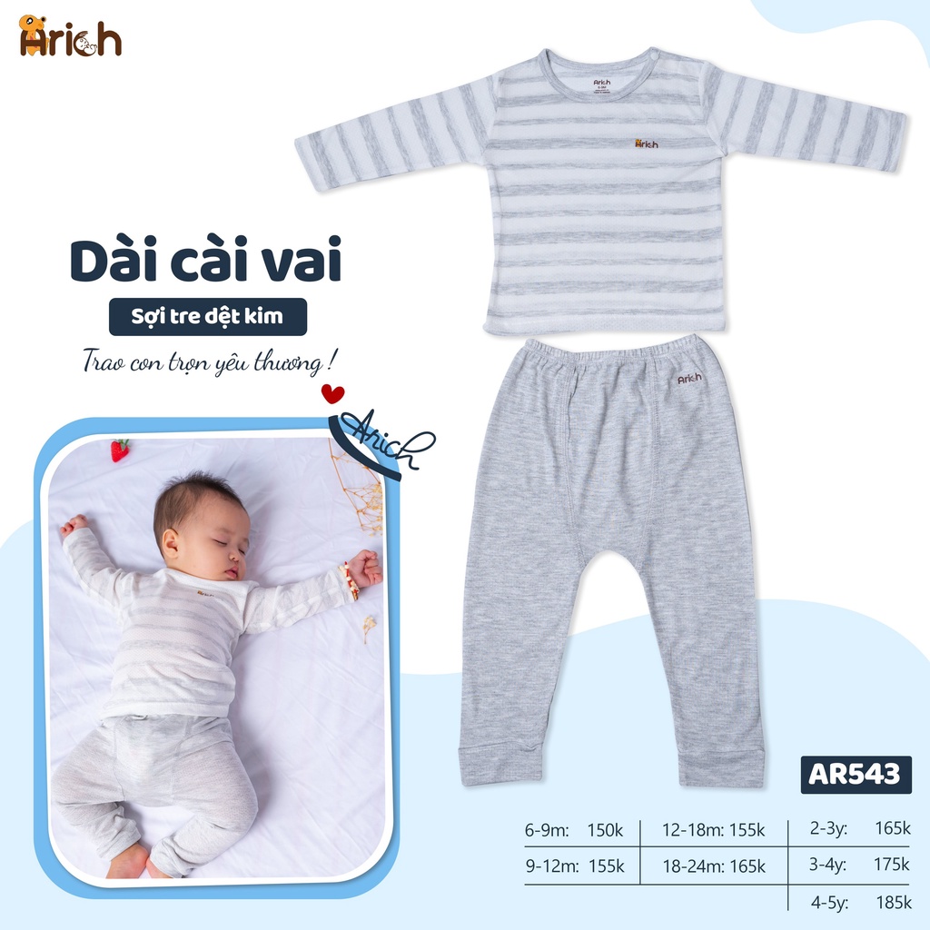 Bộ quần áo dài cài vai dệt kim Arich
