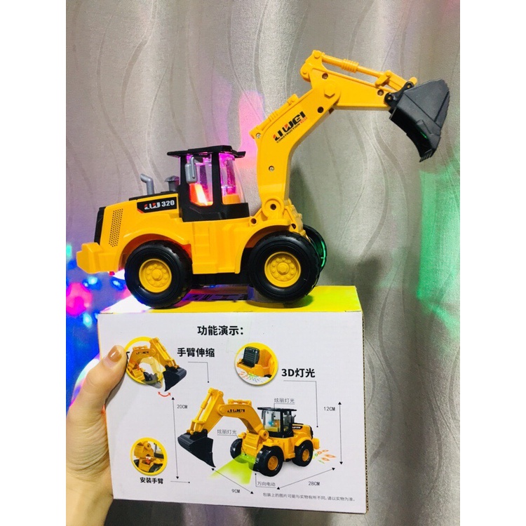Đồ chơi xe cẩu máy xúc phát sáng Lê Anh Shop nhựa an toàn cho bé, tỷ lệ kích thước lơn, với các khớp xe chuyển động