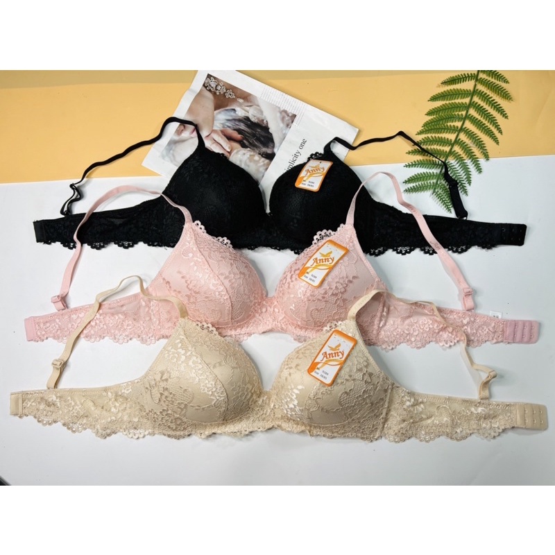 Áo lót nữ ren, không gọng, áo ngực mút nhẹ nâng, bản chip lớn Thái Lan cao cấp ANNY 9289