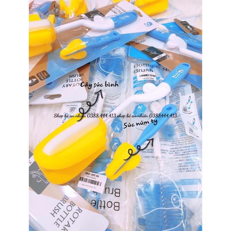 CỌ RỬA BÌNH SỮA VÀ NÚM TY KUKU-cọ mút nhân tạo,nhanh khô