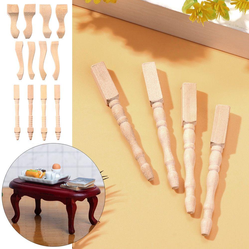 Set 4 Chân Gỗ Mini Trang Trí Nhà Búp Bê Tỉ Lệ 1 / 12