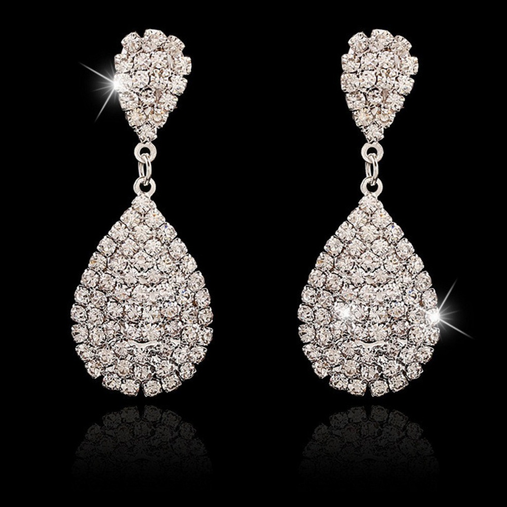 Đôi khuyên tai hình giọt nước đính đá thời trang cho nữ