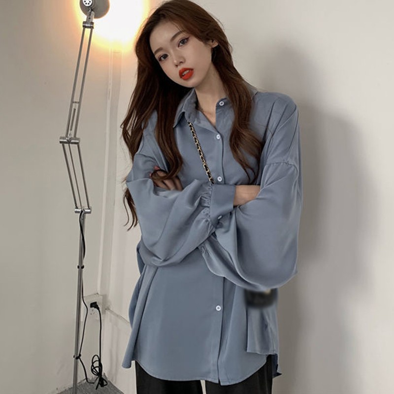 Áo Sơ Mi Nữ Tay Dài Phong Cách Cổ Điển Hồng Kông Thời Trang
