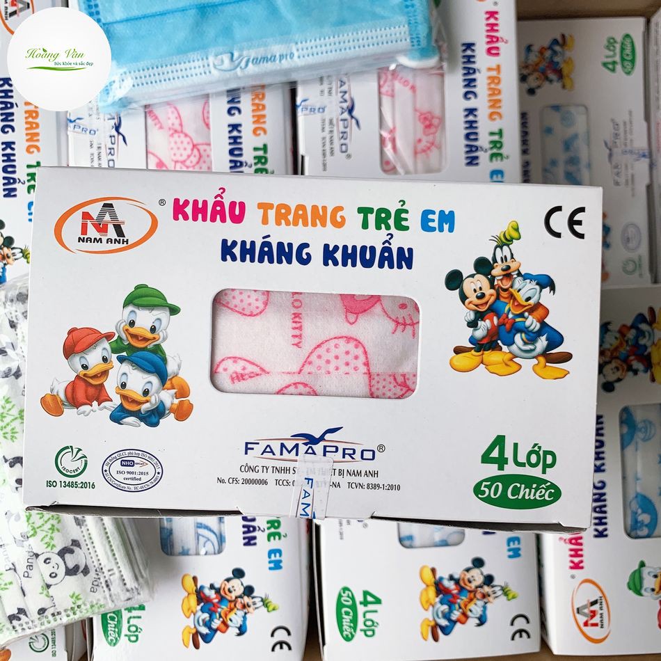 Khẩu trang trẻ em kháng khuẩn FAMAPRO - Hộp 50 cái