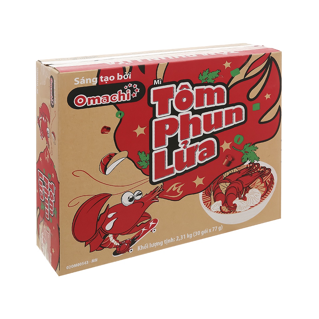 Mì Tôm Phun Lửa Omachi, mì Siukay Hải Sản, Siu kay gà cay phô mai Acecook nấu trộn 7 cấp độ, thùng