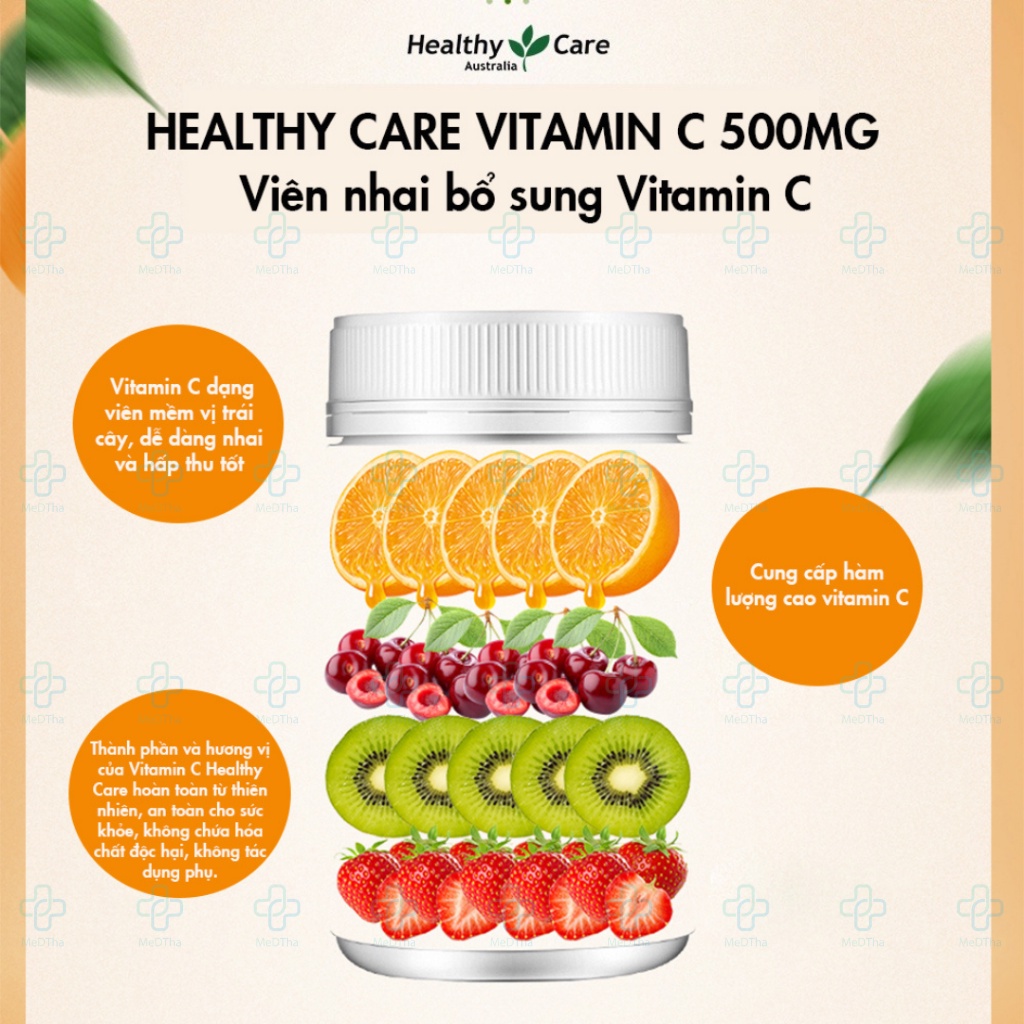 Vitamin C Healthy Care - Viên Uống Vitamin C, Tăng Sức Đề Kháng, Chống Lão Hóa Da (Lọ 500 Viên) [Chính Hãng]