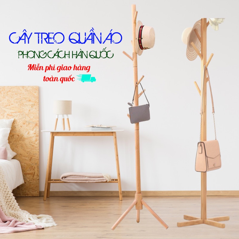 Giá Treo Quần Áo Gỗ, Cây Treo Quần Áo Decor Phòng Kiểu Hàn LEON OFFICIAL