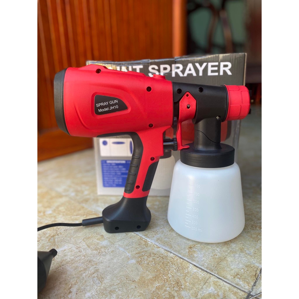 Máy phun sơn cầm tay, Súng phun sơn điện - Công suất 550W, bình chứa 800ml kèm cốc đo độ nhớt, kim vệ sinh