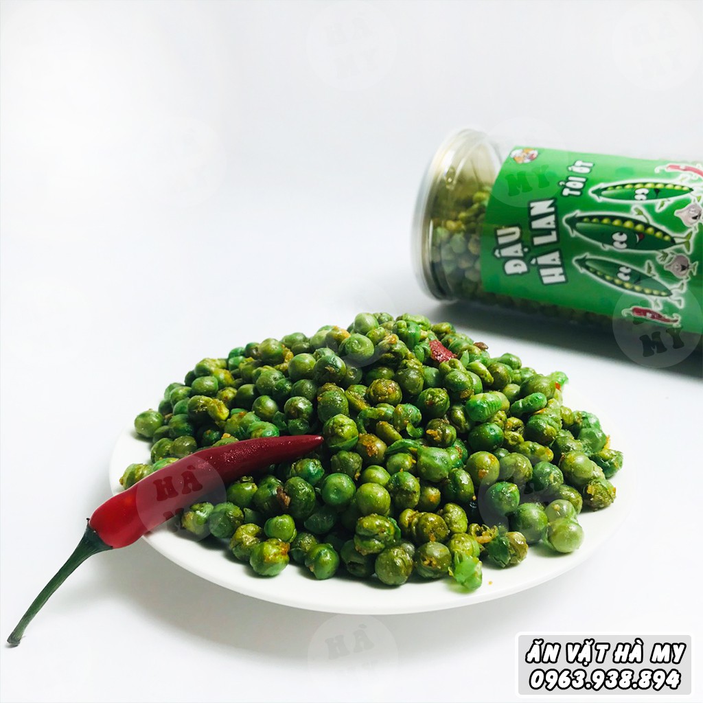 Đậu Hà Lan tỏi ớt thơm ngon đậm vị hũ 450g đồ ăn vặt Hà My