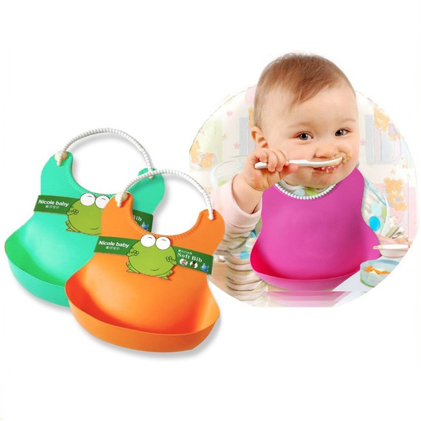 Yếm Ăn Dặm Máng Chống Rơi Vãi (4 Màu Lựa Chọn)