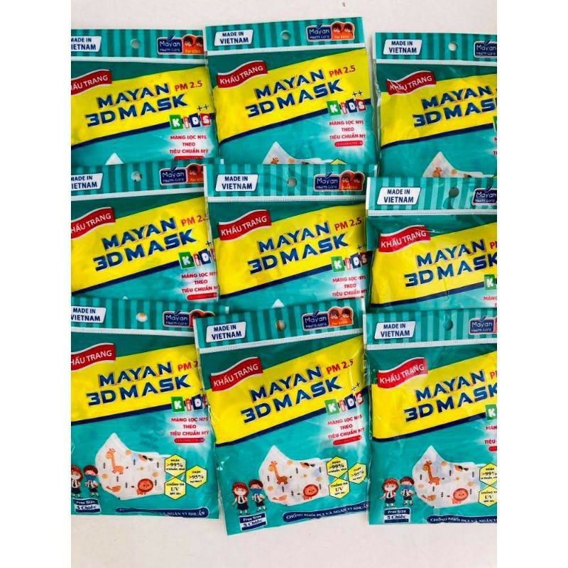 combo 3 gói  khẩu trang Mayan 3S Mask Kid