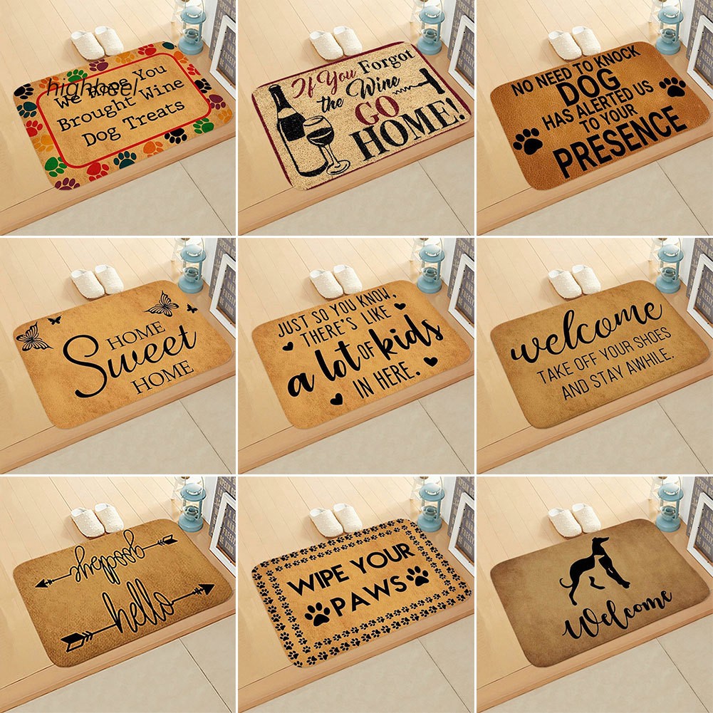 Thảm chùi chân chống trượt in chữ welcome đáng yêu