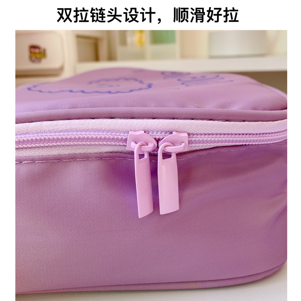 Túi đựng mỹ phẩm chống thấm nước sức chứa lớn màu hồng trắng dùng khi đi du lịch