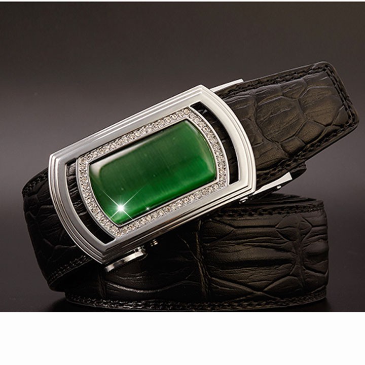 [HÀNG CHẤT] dây nịt nam thắt lưng da doanh nhân thời trang cát viên HKN002 (KHÓA BẠC+ ĐÁ QUÝ) | BigBuy360 - bigbuy360.vn