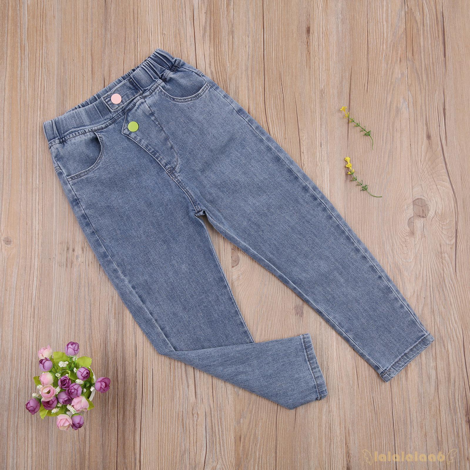 Quần Denim Dài Phối Nút Nhiều Màu Sắc Co Giãn Cho Bé Laa6