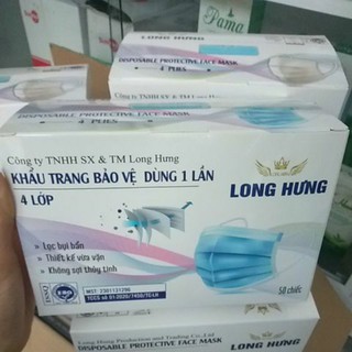 Khẩu Trang Y Tế Long Hưng 4 lớp - Hộp 50c