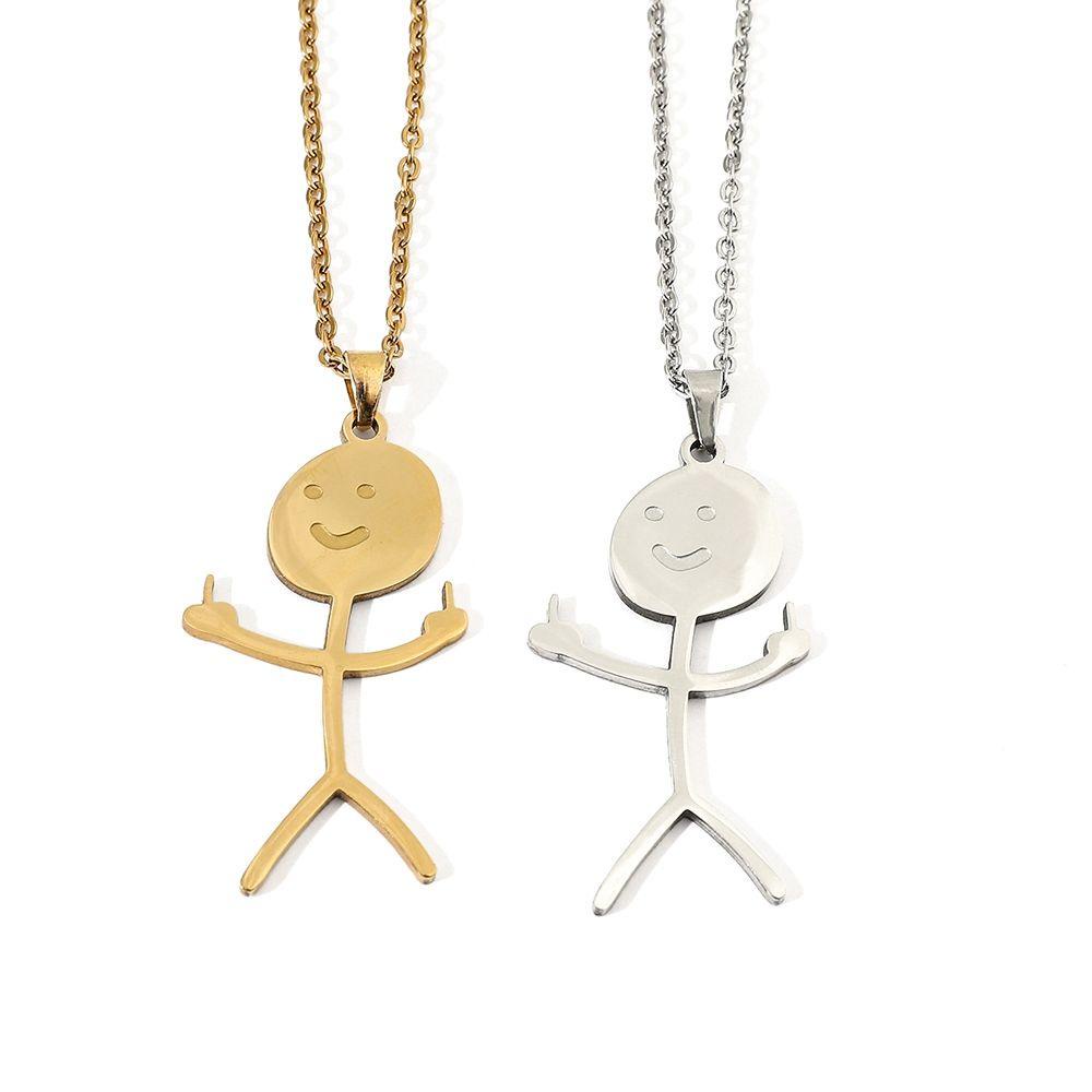 ANEMONE Vòng cổ Bằng Thép Không Gỉ Hình Ngón Tay Giữa Phong Cách Hip Hop Punk Hàn Quốc