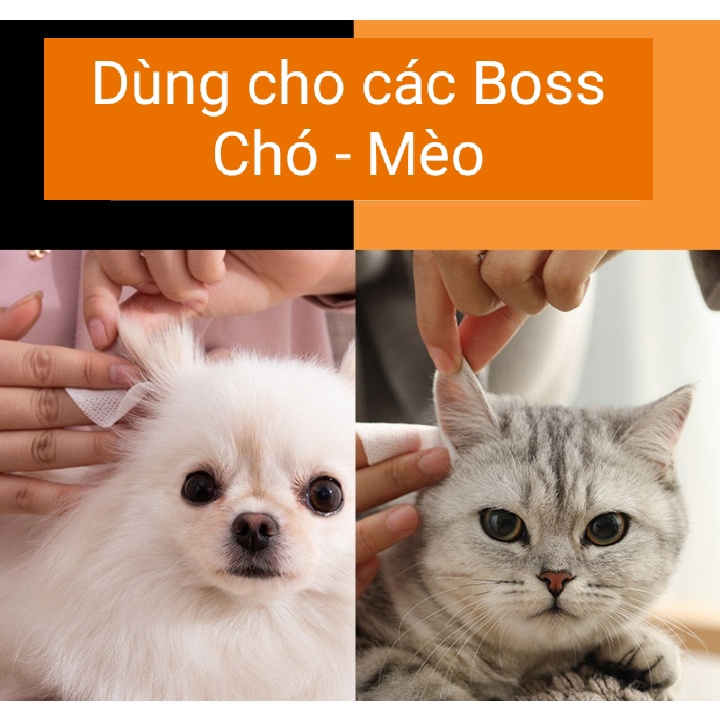 Bông Lau Tai Ố Bẩn Dành Cho Chó Mèo - Chính Hãng DorriKey hộp 130 chiếc vải không dệt