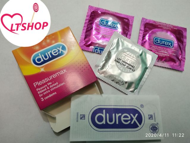 Bao cao su gân gai  Durex Pleasuremax hộp 3 cái