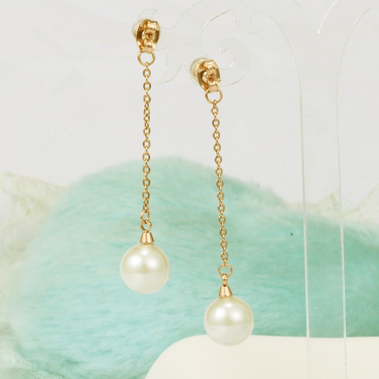 Bông Tai Chuỗi Dài Ti-tan Không đen TT 0211