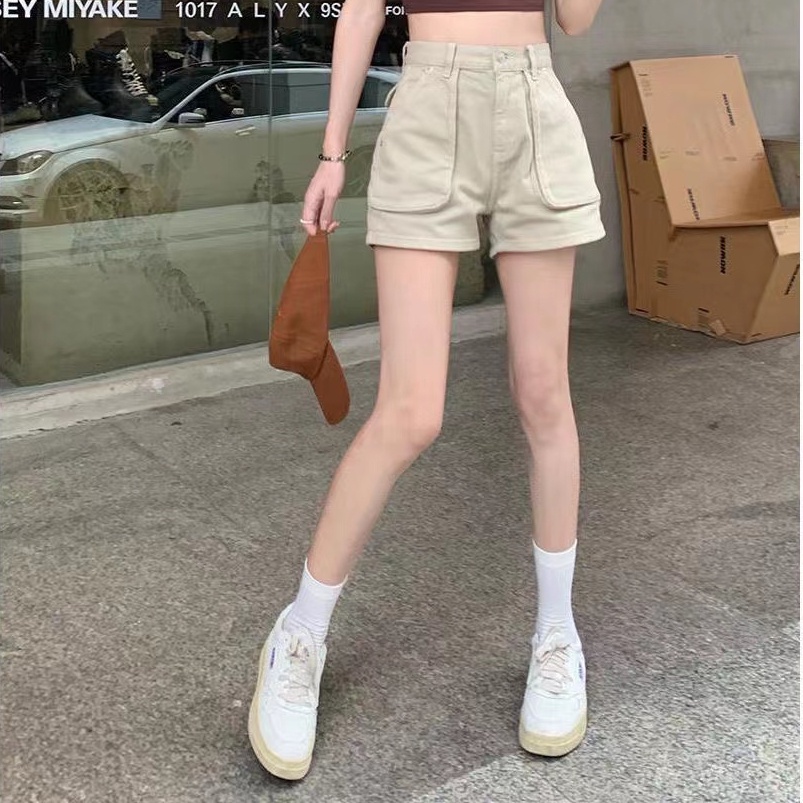 Quần Short Denim Lưng Cao Ống Rộng Thời Trang Mùa Hè Hàn Quốc Mới Cho Nữ