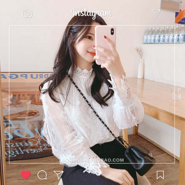 Áo ren sơ mi tay loe Hàn Quốc