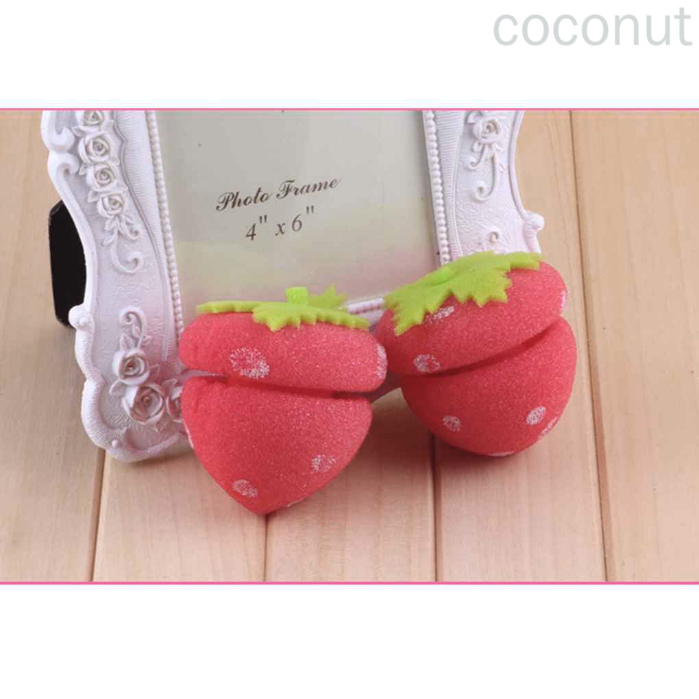 [Hàng mới về] Bộ 6 dụng cụ uốn tóc hình trái dâu bằng xốp mềm mại dễ thương cho nữ